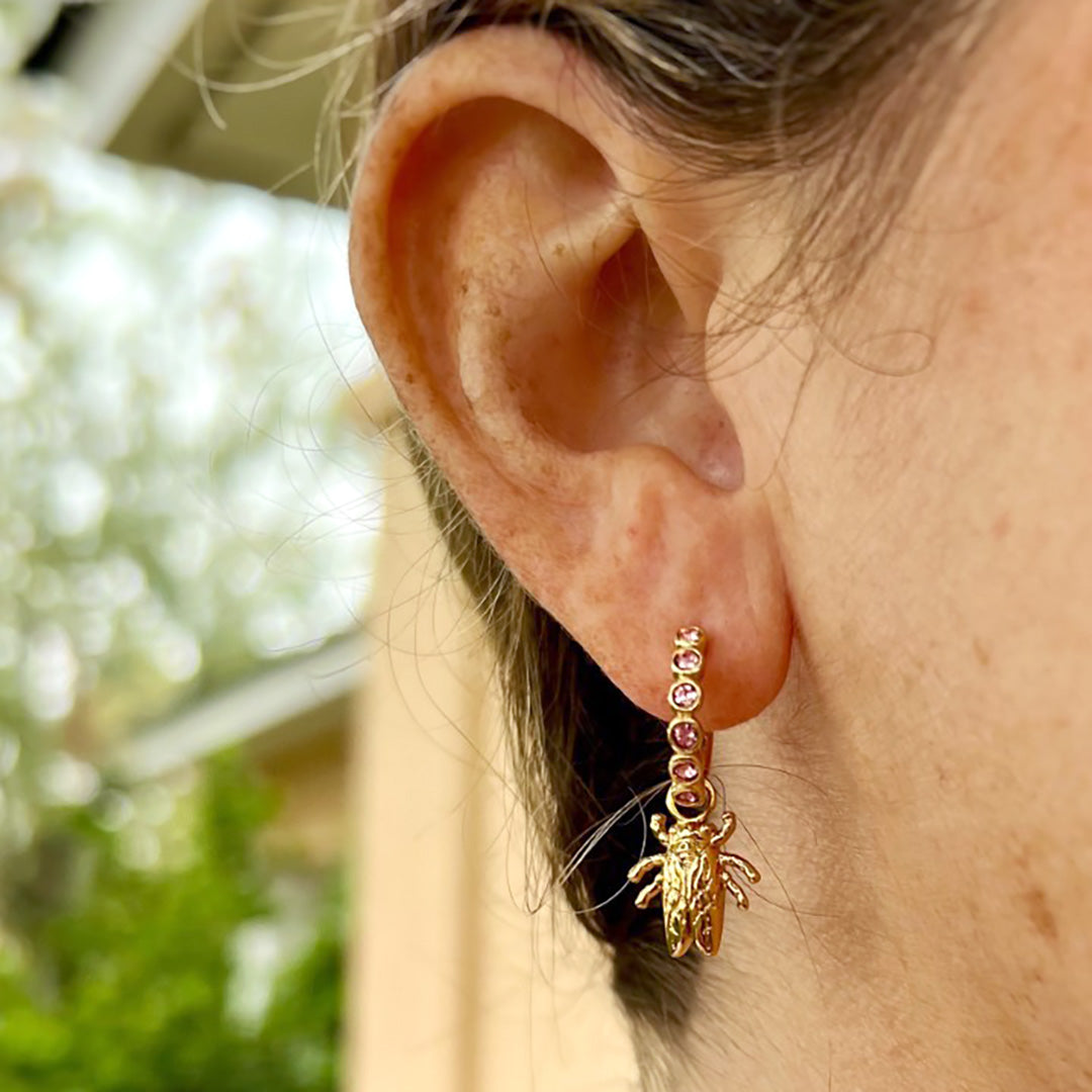 Goldbug Pink Crystal Bubble Hoop Earrings