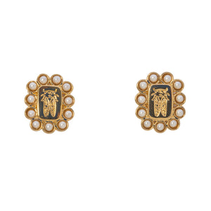 Goldbug Crest Pearl Earrings
