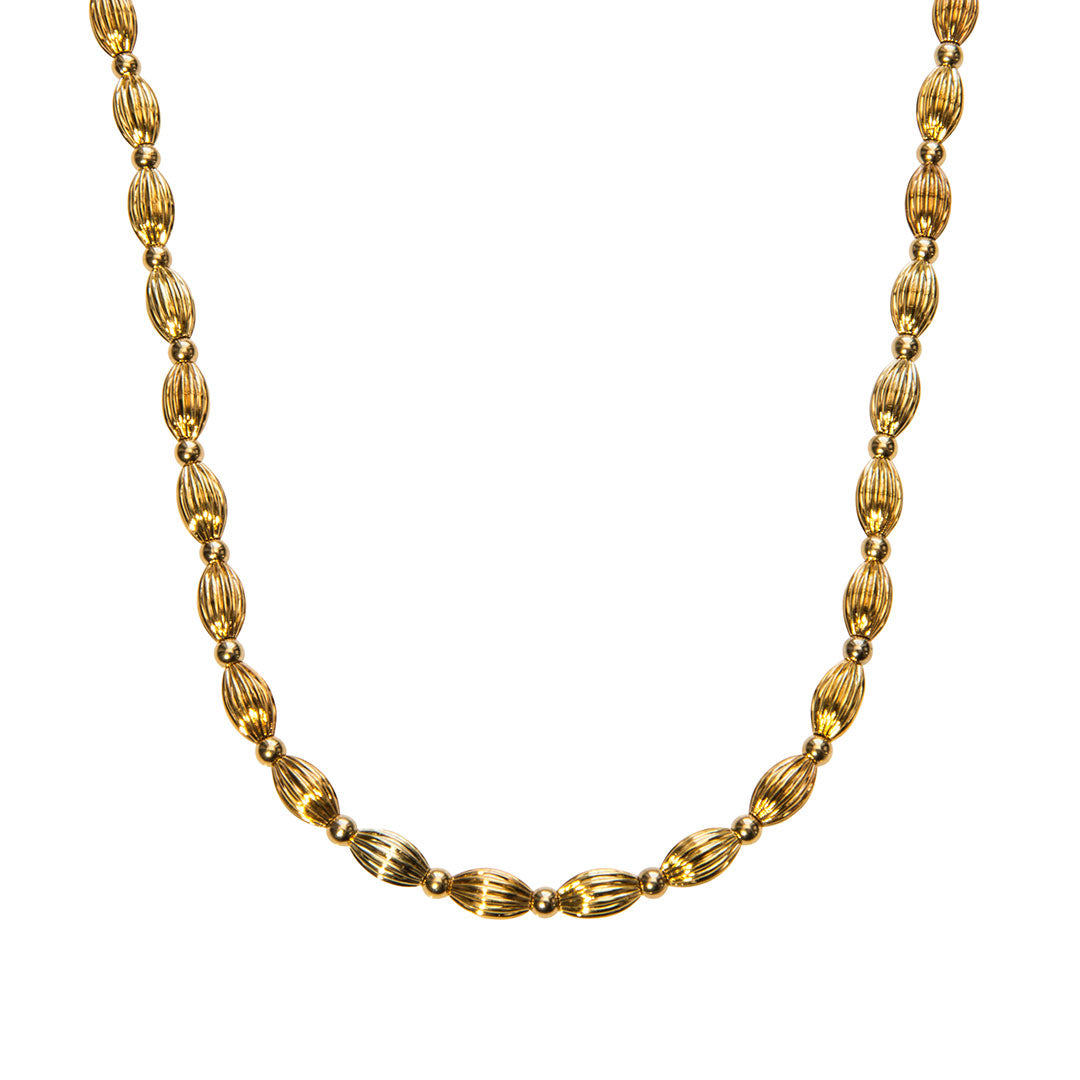 Gold Plated Charleston Rice Bead Necklace