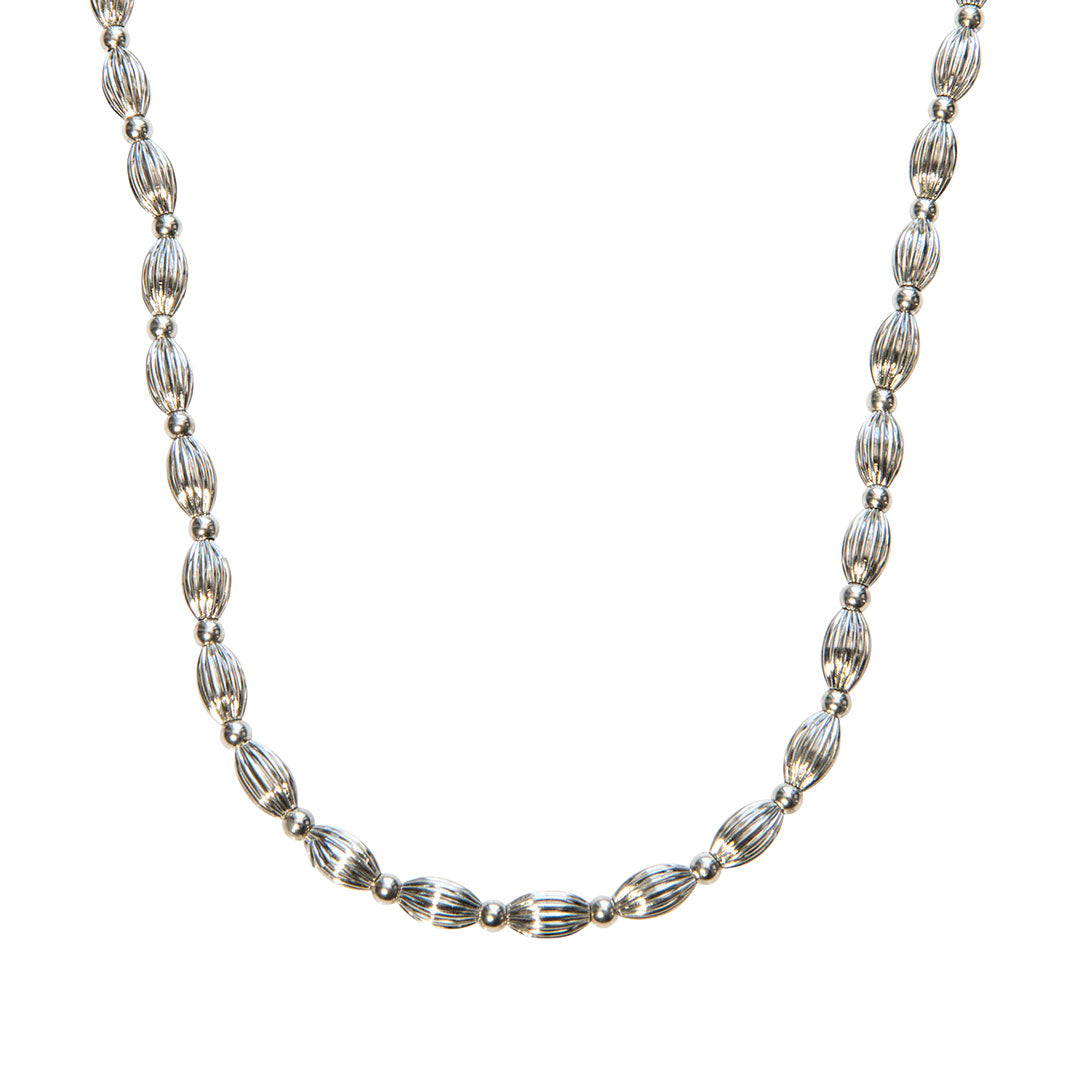 Silver Plated Charleston Rice Bead Necklace