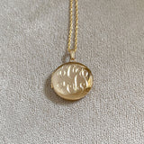 14K Gold Filled 23mm Round Locket Necklace with machine engraving