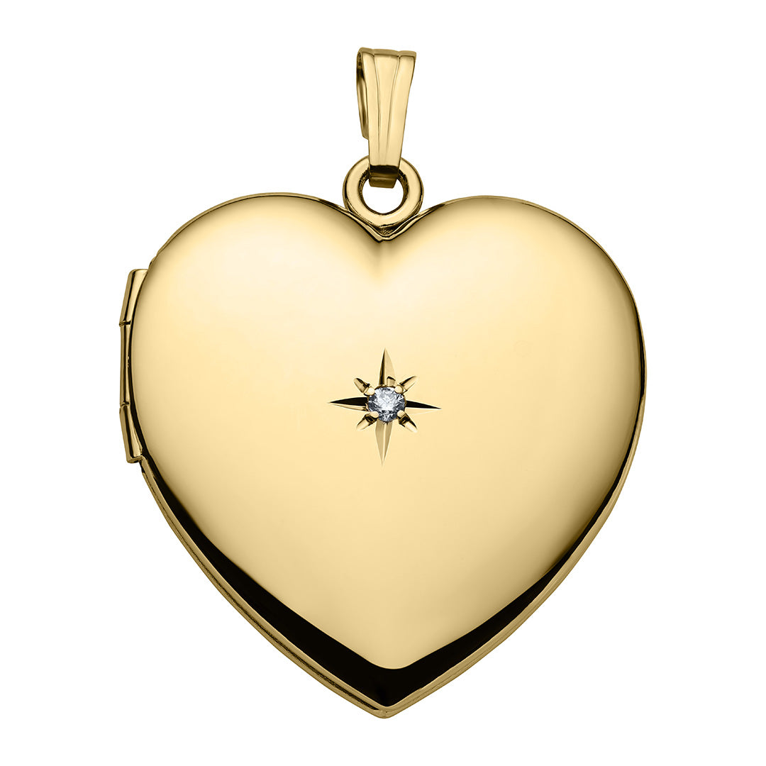 14K Gold-Filled Diamond Heart Locket Necklace