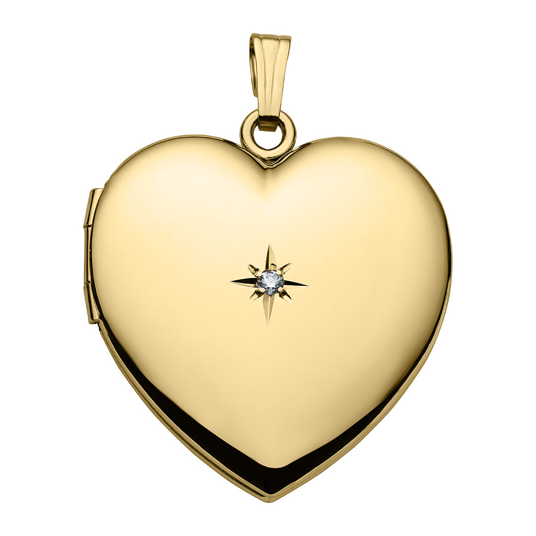 14K Gold Filled Diamond Heart Locket Necklace