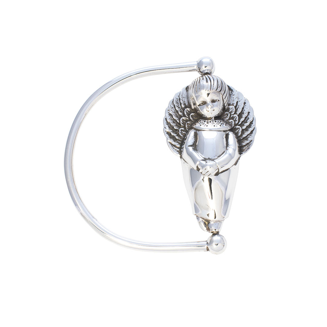 Silver Plated Tiptoe Angel Baby Rattle
