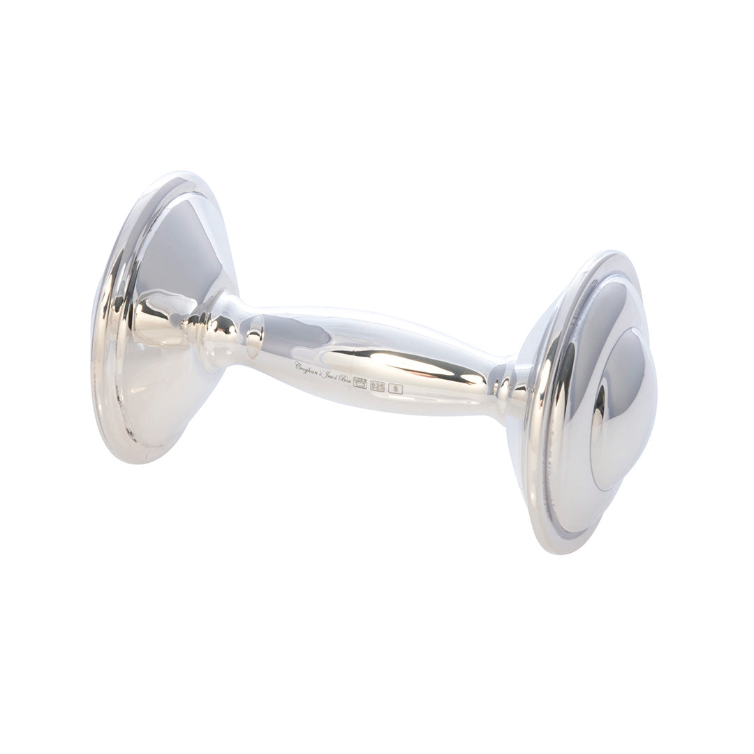 Sterling Silver Dumbbell Baby Rattle