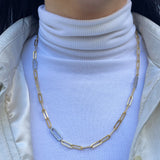 CZ Station Gold Plated Silver Paperclip Chain Necklace