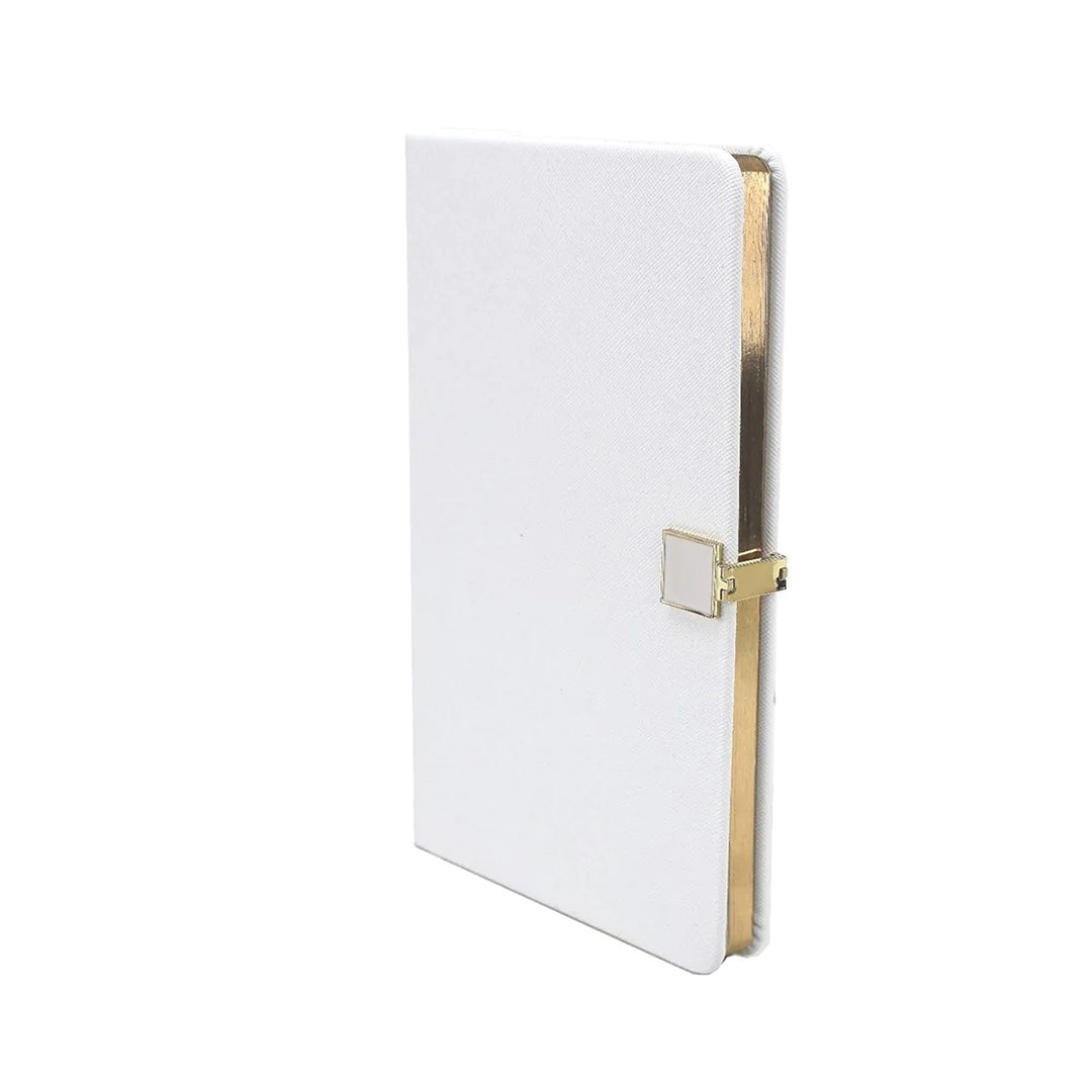 White Faux Leather & Gold Edge Notebook A5
