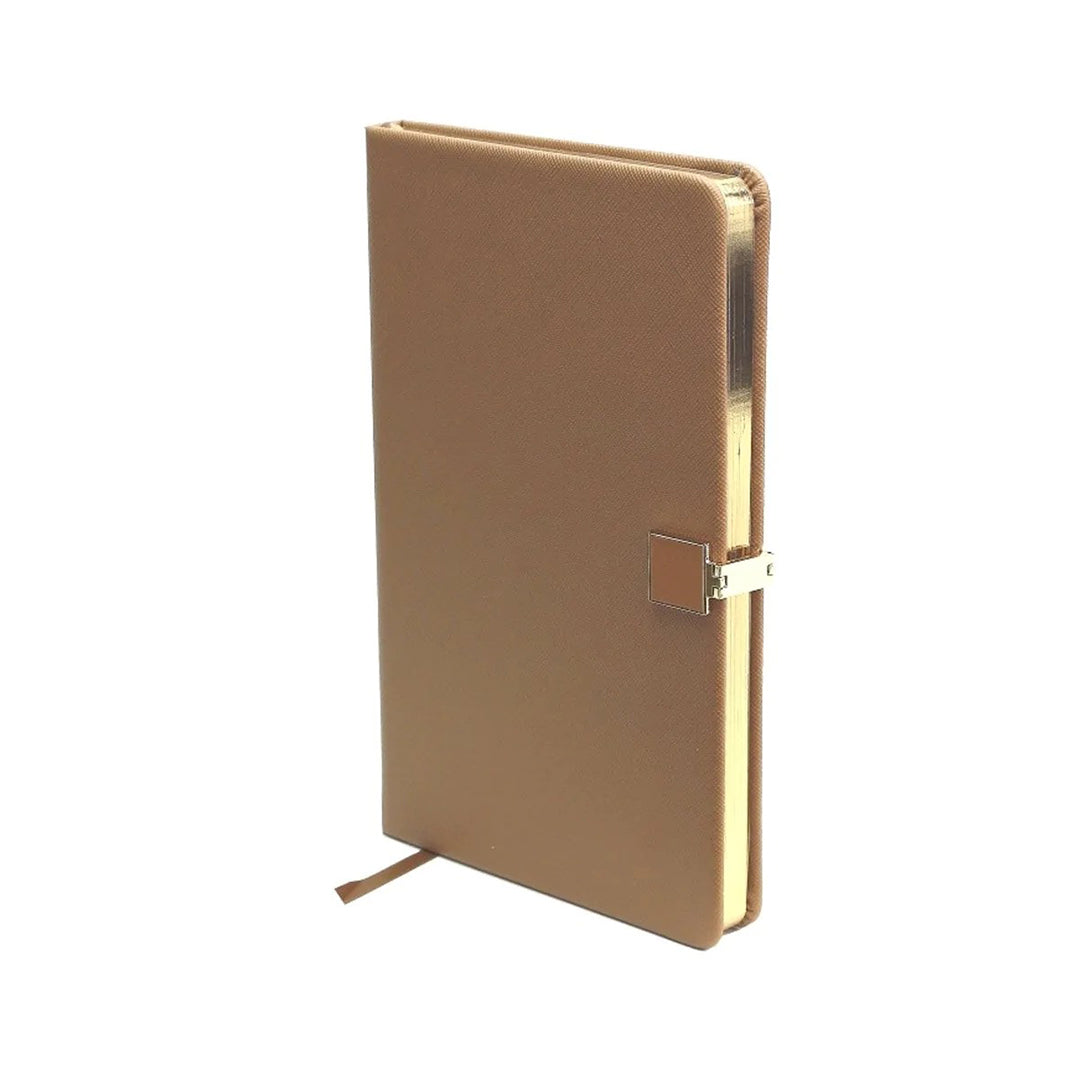 Tan Faux Leather & Gold Edge Notebook A5