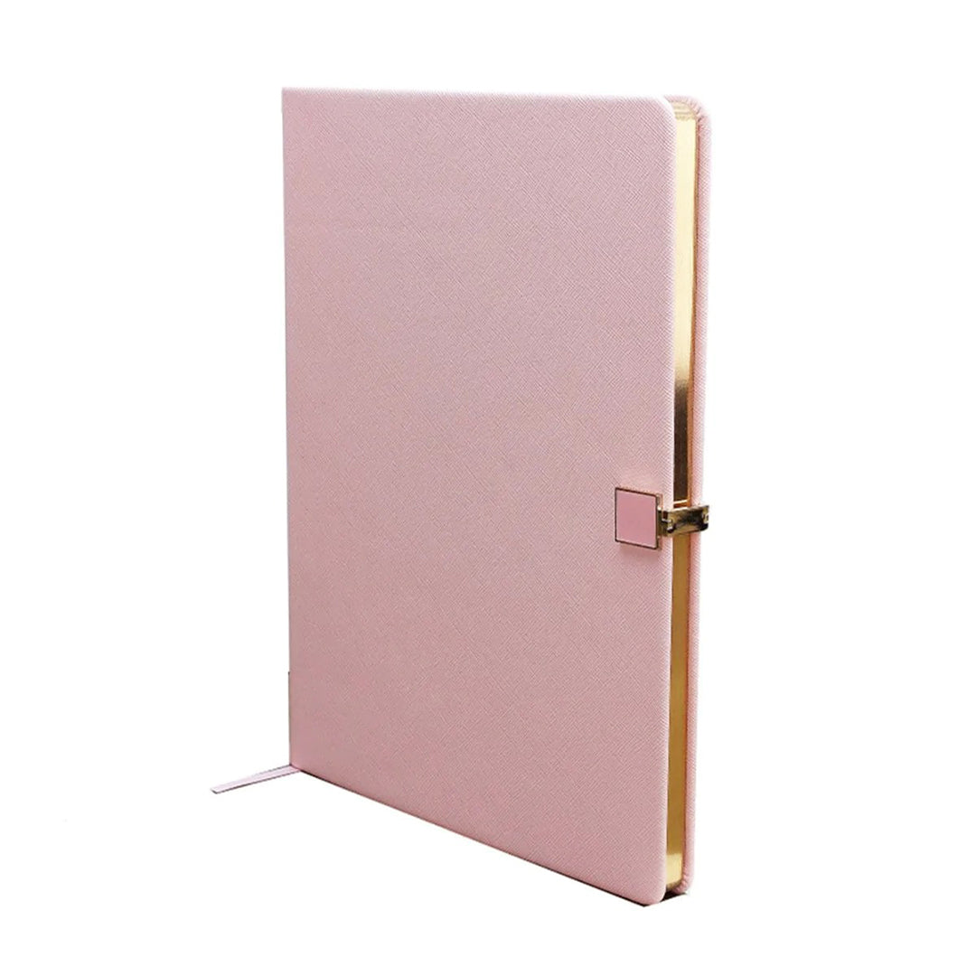 Pink Faux Leather & Gold Edge Notebook A4
