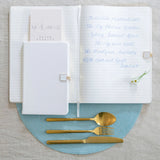 White Faux Leather & Gold Edge Notebook