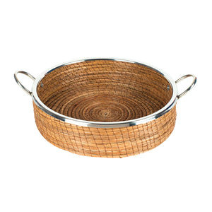 Straight Sided Pine Needle Basket with Handles