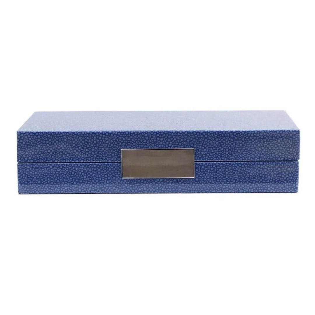 Blue Shagreen & Silver Plated Trim Jewelry Box