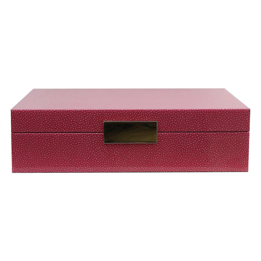 Pink Shagreen & Gold Plated Trim Large Jewelry Box