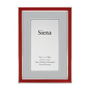 4x6 Red Enamel Silver Plated Picture Frame