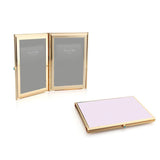 Pastel Pink Enamel & Gold Plated Double Picture Travel Frame