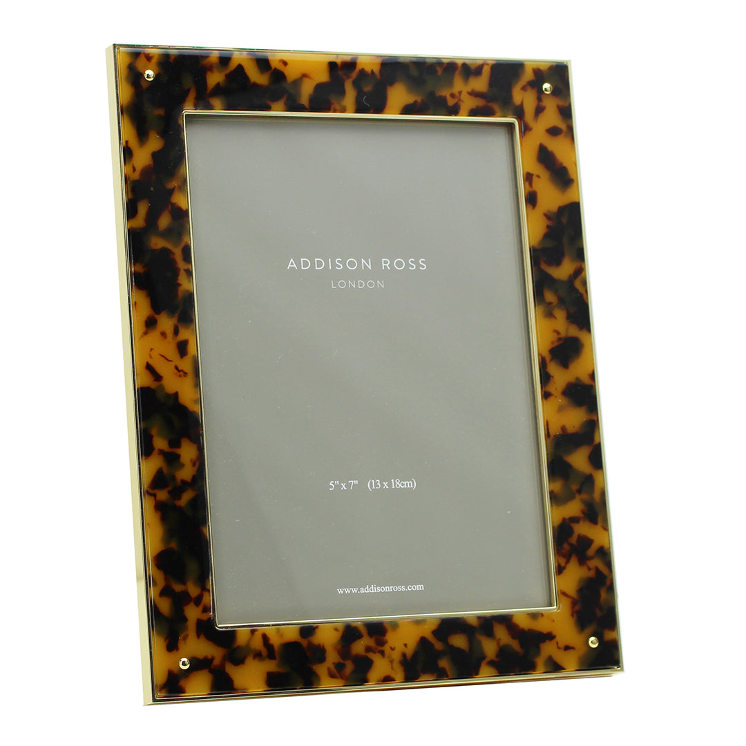 5x7 Faux Tortoise Shell Gold Plated Picture Frame