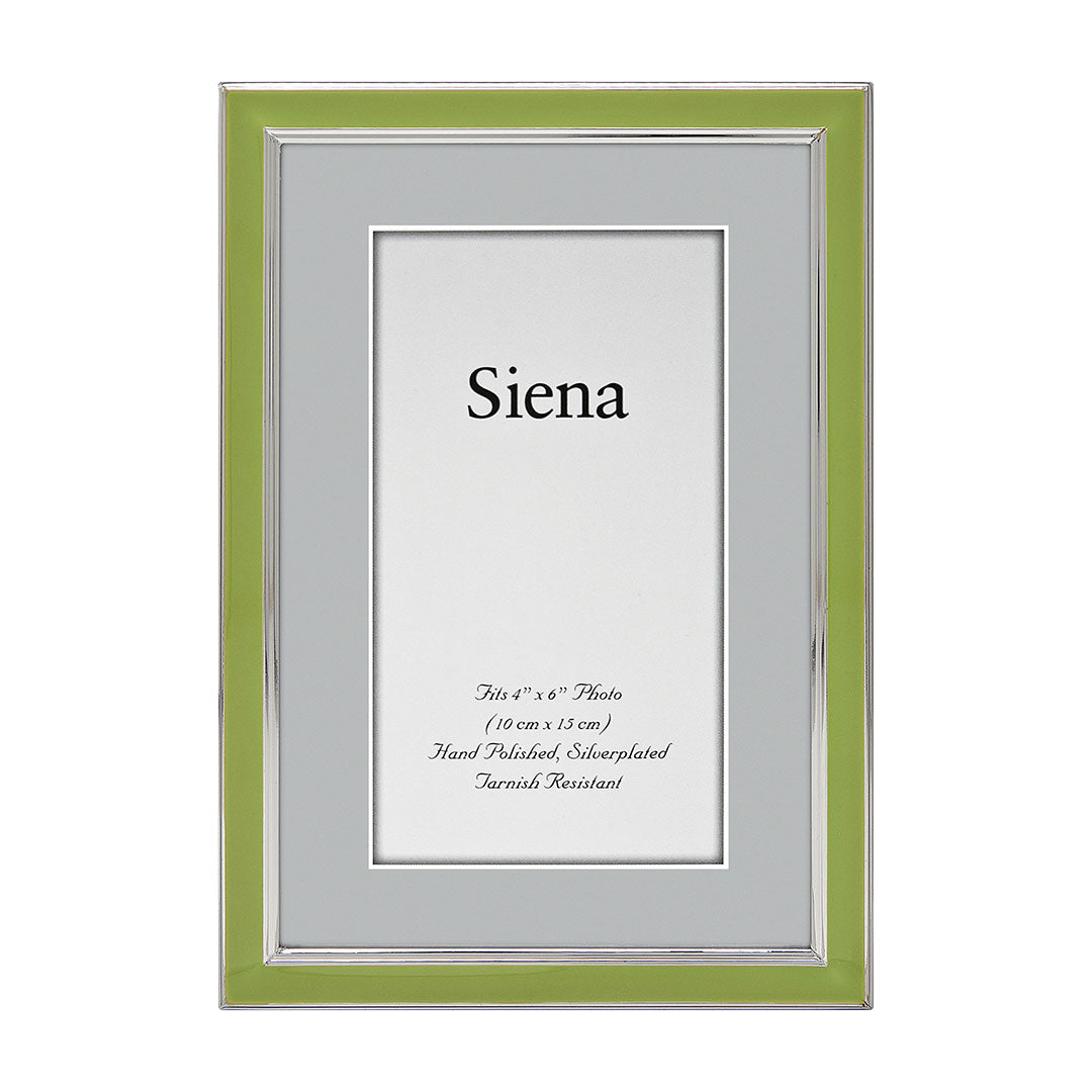 4x6 Green Enamel Silver Plated Picture Frame