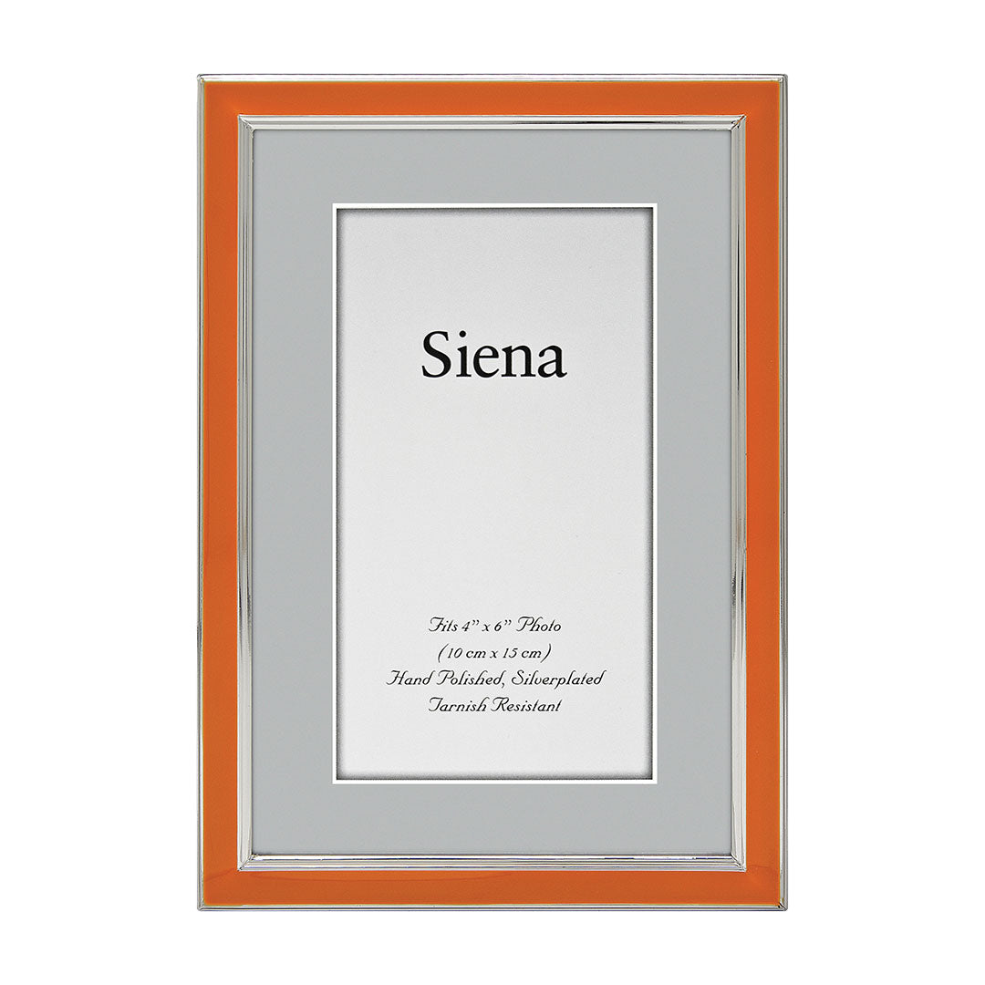 4x6 Orange Enamel Silver Plated Picture Frame