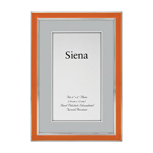 4x6 Orange Enamel Silver Plated Picture Frame
