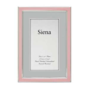 4x6 Pink Enamel Silver Plated Picture Frame