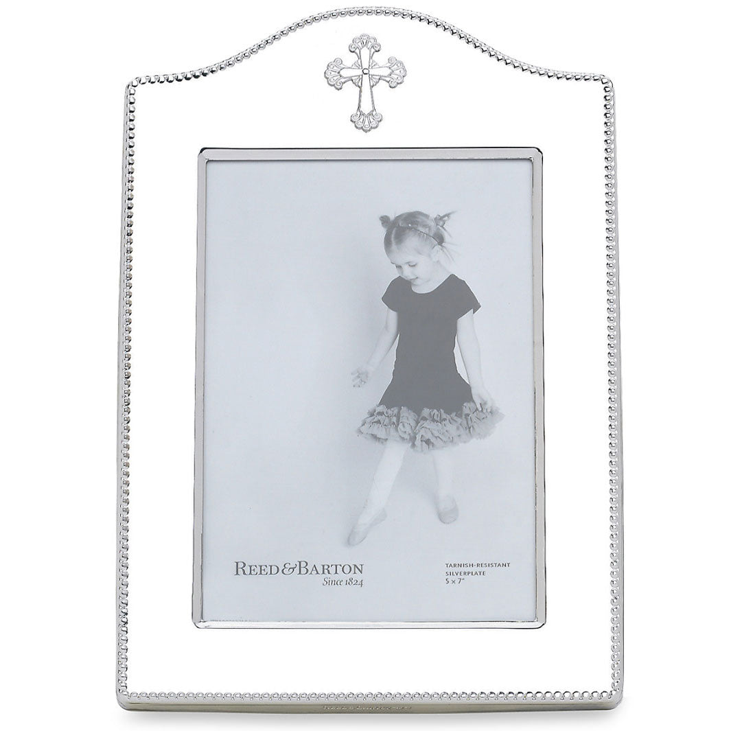Silver Plated Abbey Cross Picture Frame 5x7