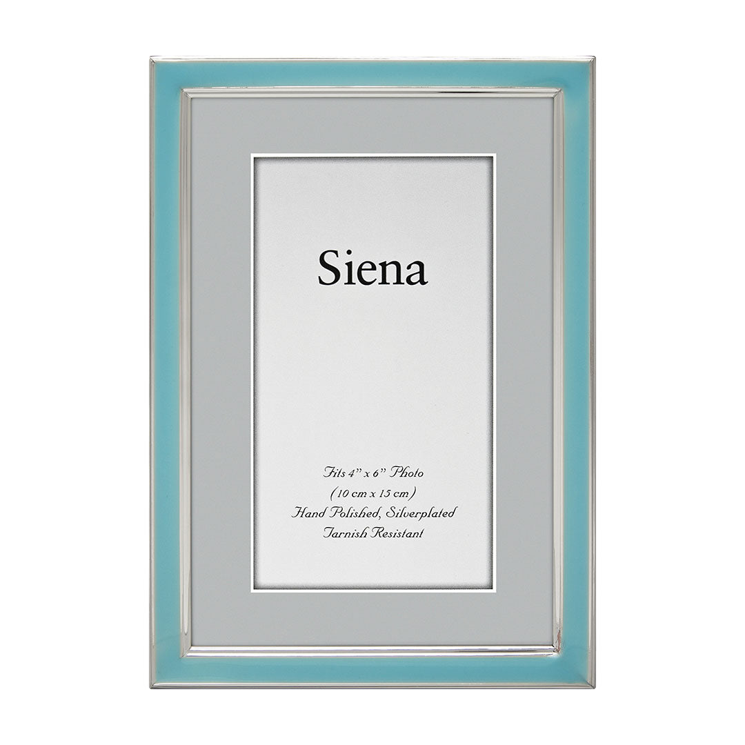 4x6 Baby Blue Enamel Silver Plated Picture Frame