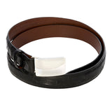 1 inch Glossy Black Alligator Belt Strap with sterling silver buckle
