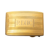 Engine Turned Gold Plated Belt Buckle with Machine Engraved Initials