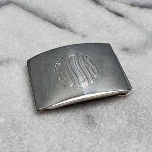 Plain Sterling Silver Belt Buckle 1" 25mm with hand engraved monogram