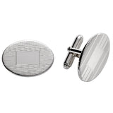 Sterling Silver Large Engine Turned Oval Cufflinks