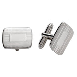 Sterling Silver Engine Turned Rectangle Cushion Cufflinks