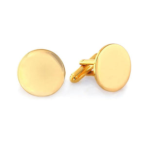 Gold Plated Polished Round Cufflinks