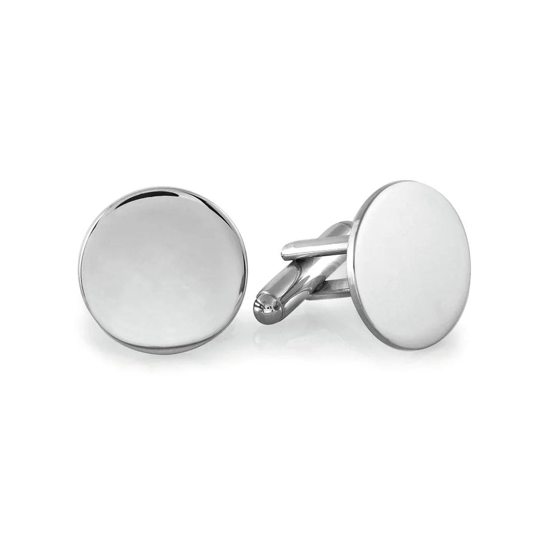 Silver Plated Polished Round Cufflinks