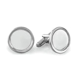 Silver Plated Polished Round Rimmed Cufflinks