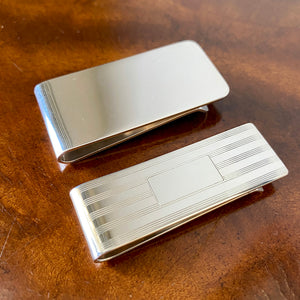 Sterling Silver Plain Money Clip and Engine Turned Money Clip