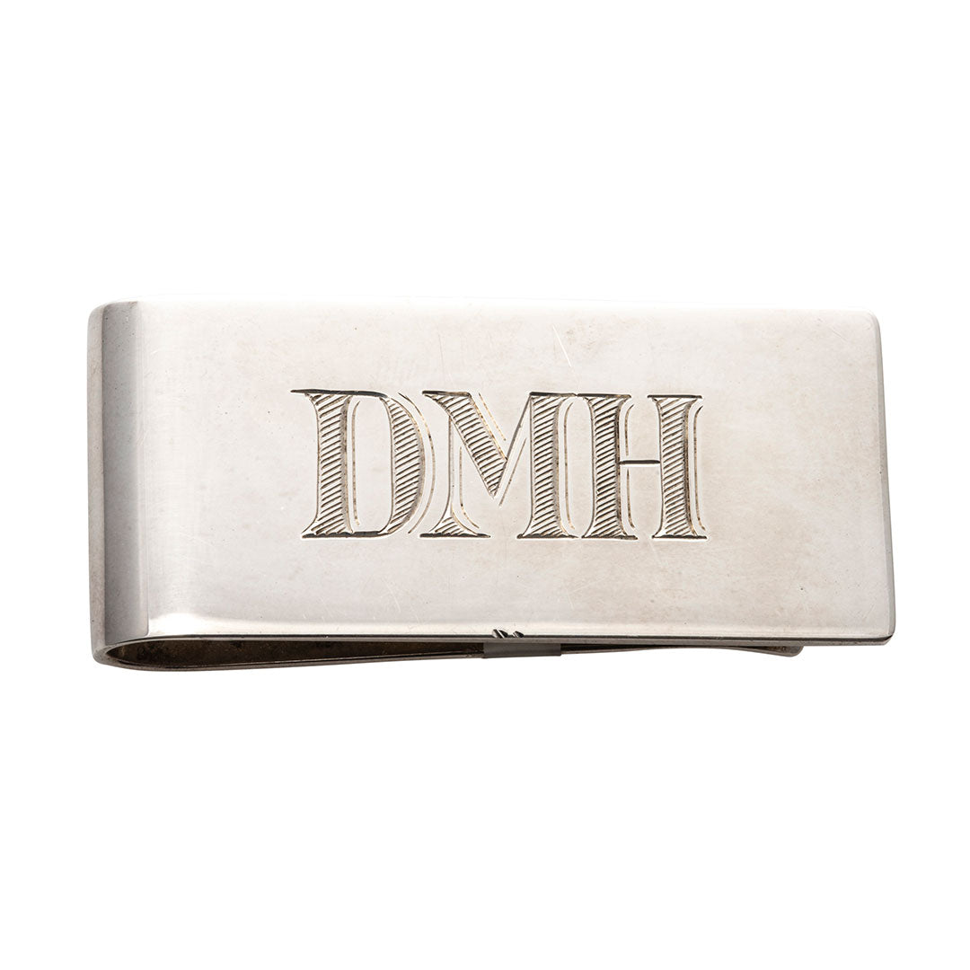 Sterling Silver Classic Money Clip with Hand Engraved Initials
