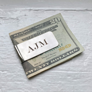 Classic Money Clip with machine engraved initials