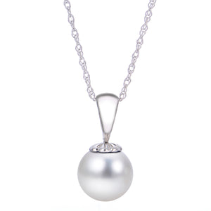 7mm Akoya Pearl 14K White Gold Pendant Necklace