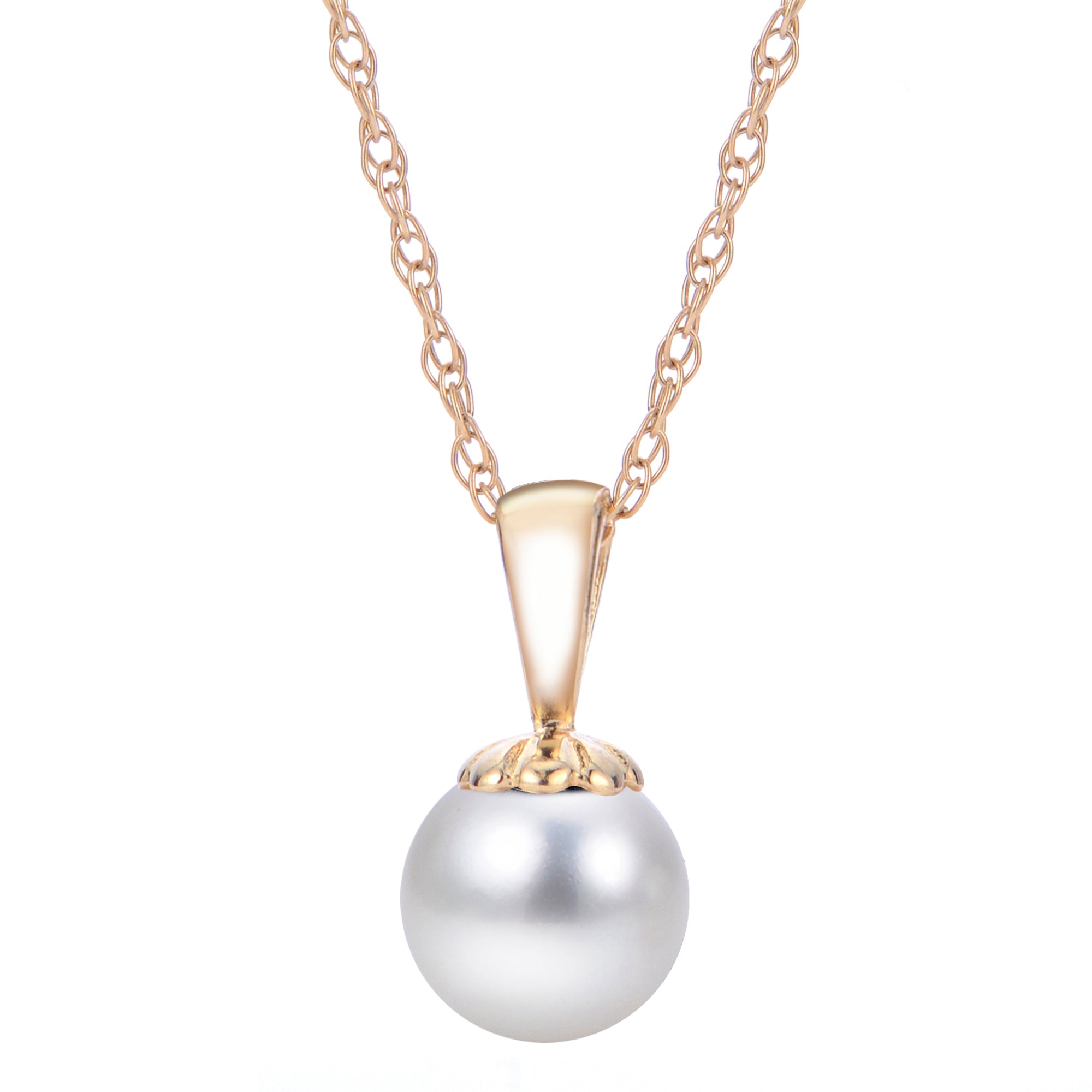 6mm Akoya Pearl 14K Yellow Gold Pendant Necklace
