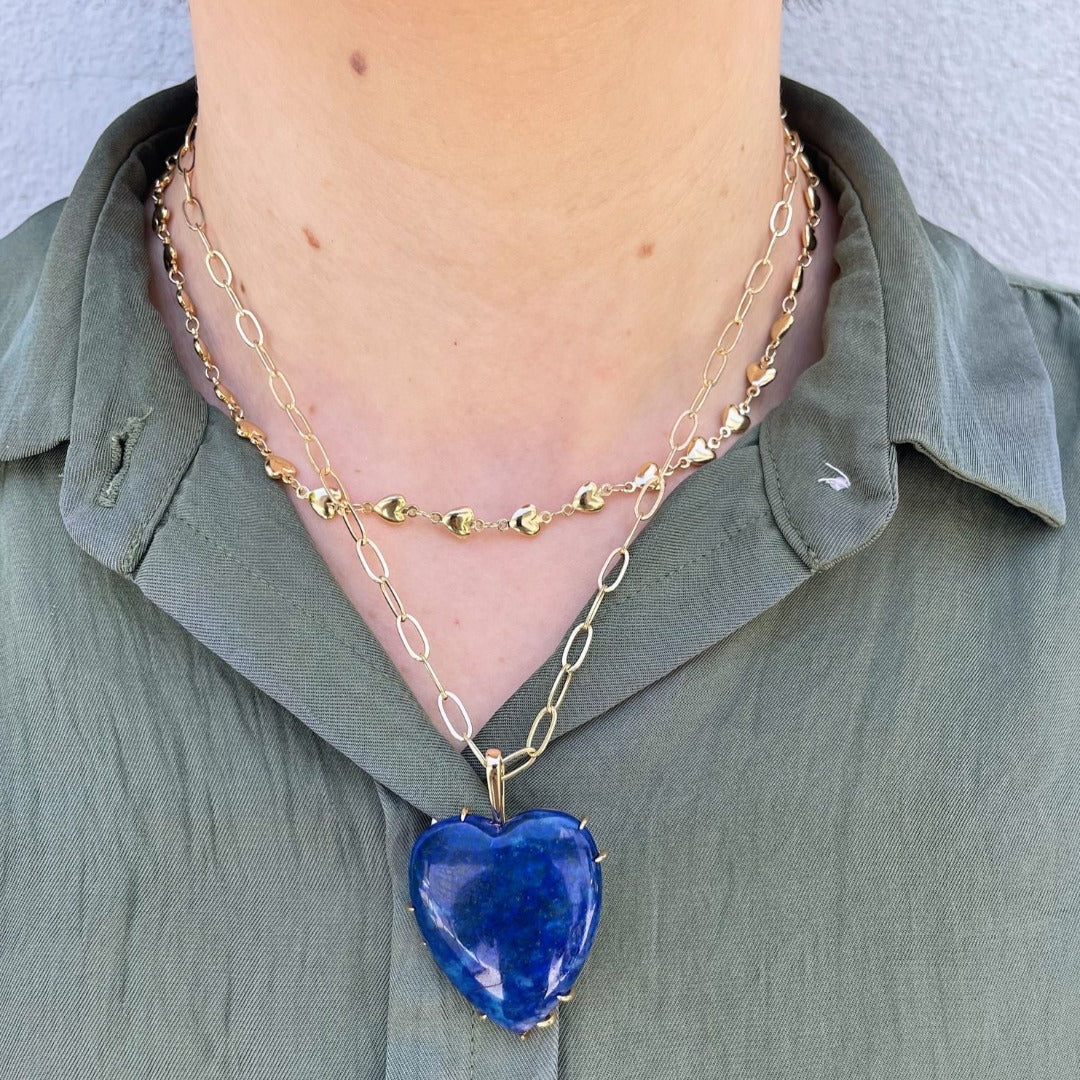 Jane Win Lapis Love Carry Your Heart Pendant Necklace