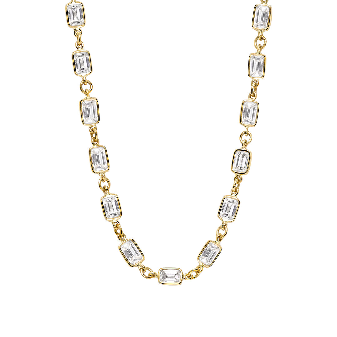 Single Stone Emerald Cut Diamond Chain Necklace