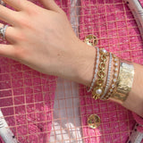 Estate Pearl & Diamond 18K Yellow Gold Link Bracelet