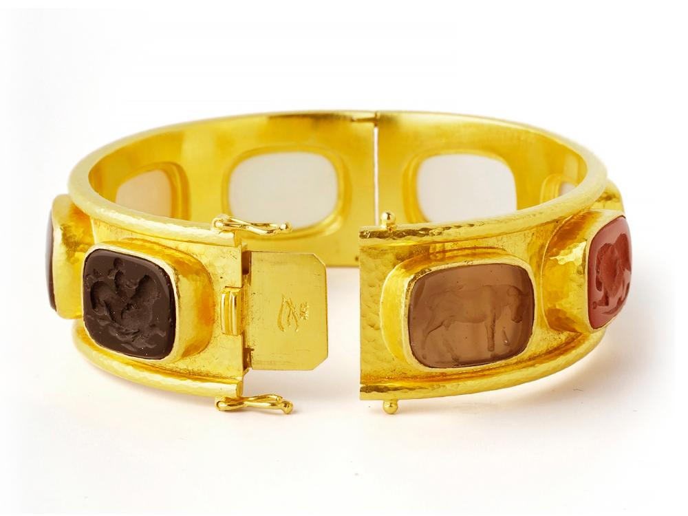 Elizabeth Locke Neutral “Antique Animals” Venetian Glass Bangle