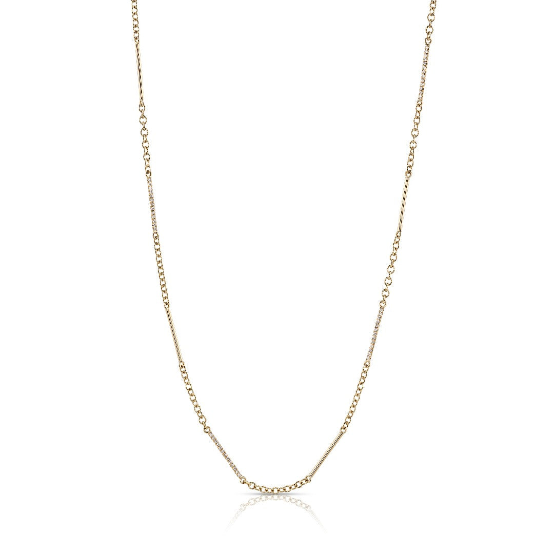 Single Stone Dash Chain With Diamonds Necklace