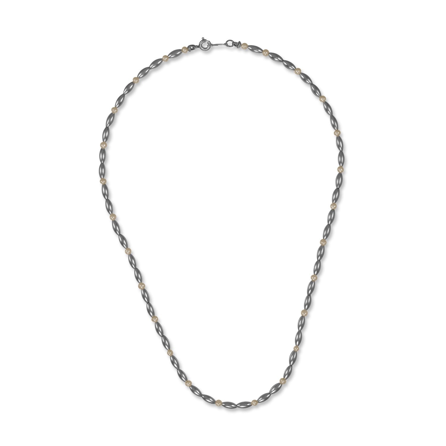 Charleston Mini Rice Bead Sterling Silver Pearl Necklace