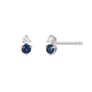 Sapphire & Diamond 14K White Gold Stud Earrings
