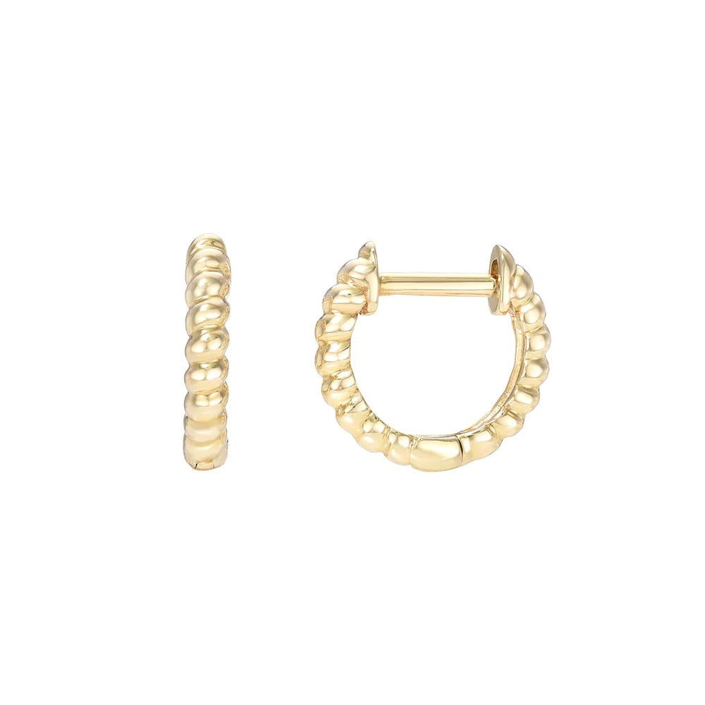 14K Yellow Gold Petite Twist Huggie Earrings