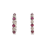 Ruby & Diamond 14K White Gold Huggie Hoop Earrings