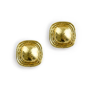 Elizabeth Locke Square Gold Dome Earrings