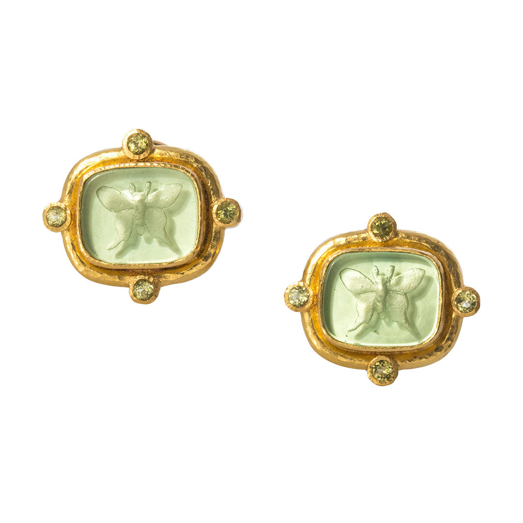 Elizabeth Locke Nile Venetian Glass Intaglio “Butterfly” Earrings